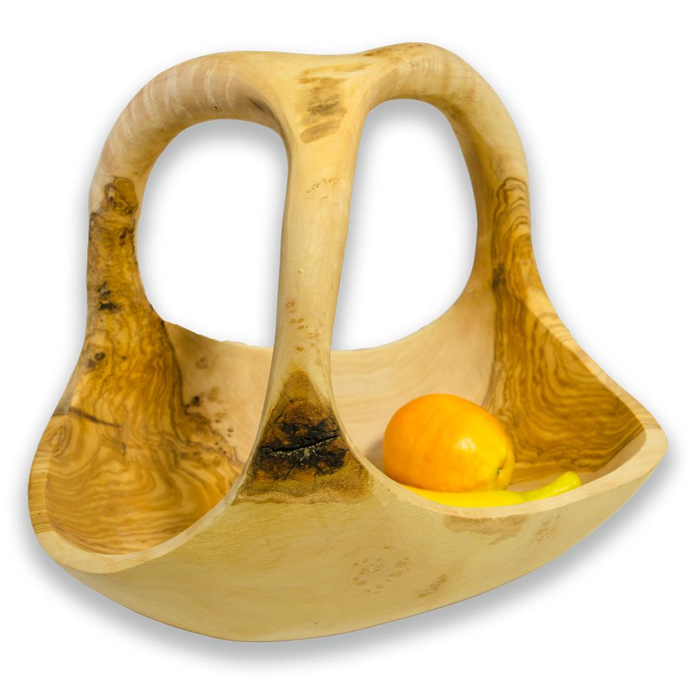 Cesta tres asas Madera Olivo