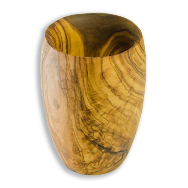 Vaso con perfil curvo de madera de Olivo